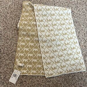 Michael Kors Gold and White Logo Scarf